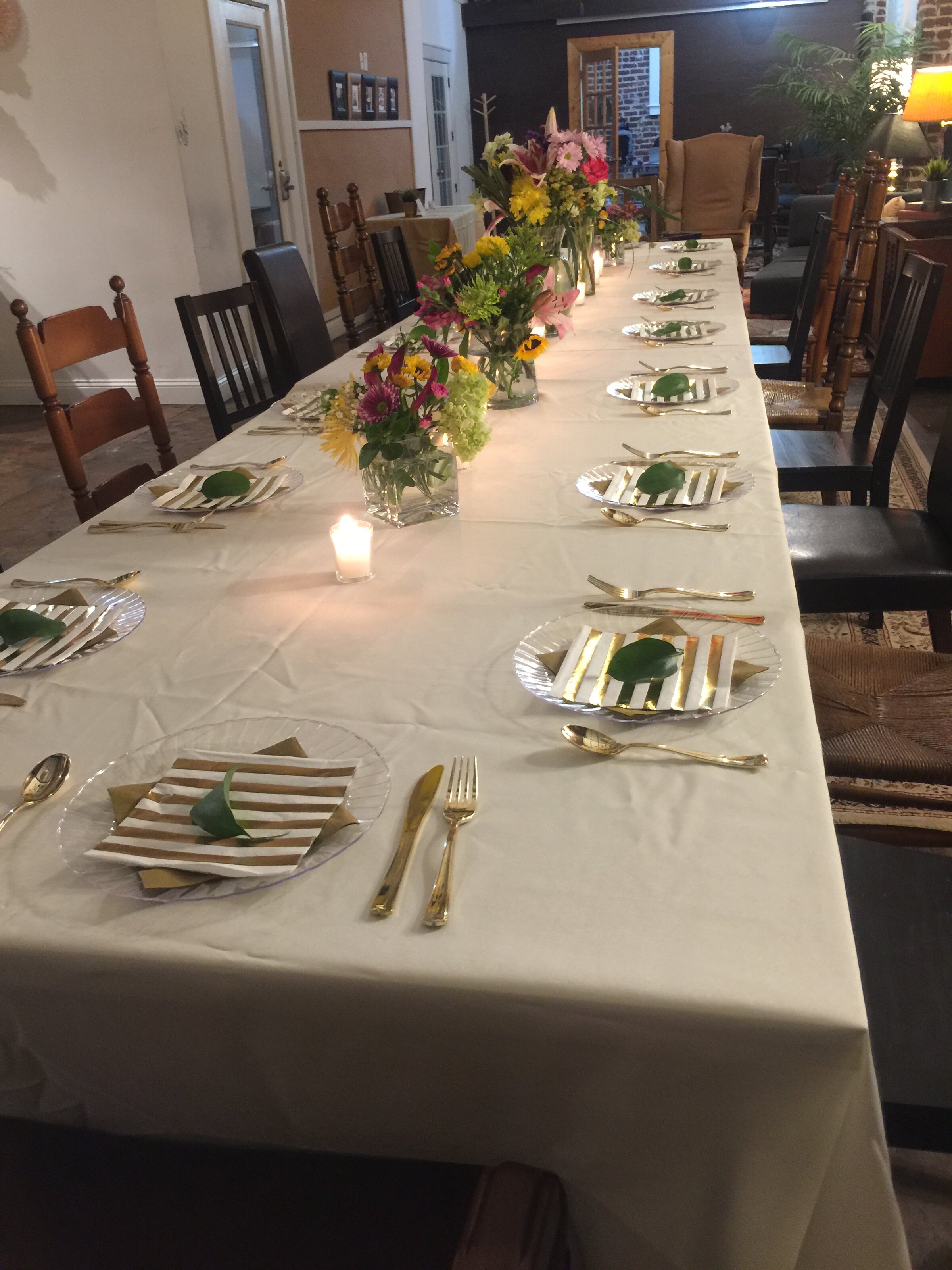 The long table, set for dinner